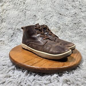 Simple Barney Men 9M W11 Retro Brown Leather Mid Top Lace Up Chukka Ankle Boots